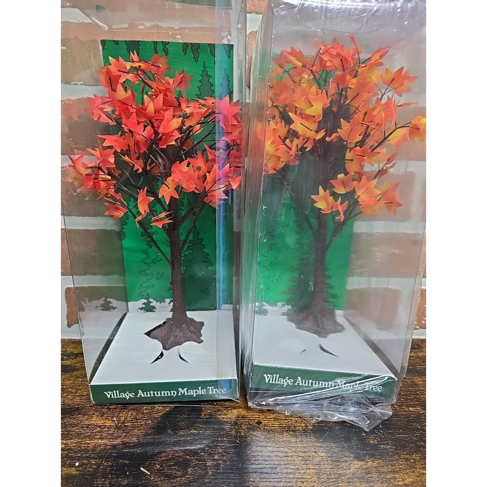 Department 56 Autumn Fall Halloween  Maple Village Trees Lot Of 2‎ Collection